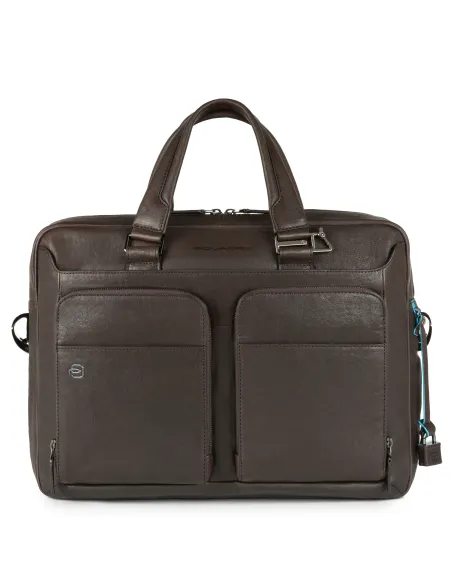Piquadro Aktentasche mit zwei Griffen und doppelter Tasche Dunkelbraun
