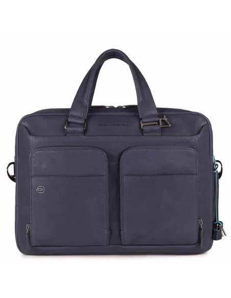 Piquadro B3 Aktentasche mit zwei Griffen und doppelter Tasche Blau