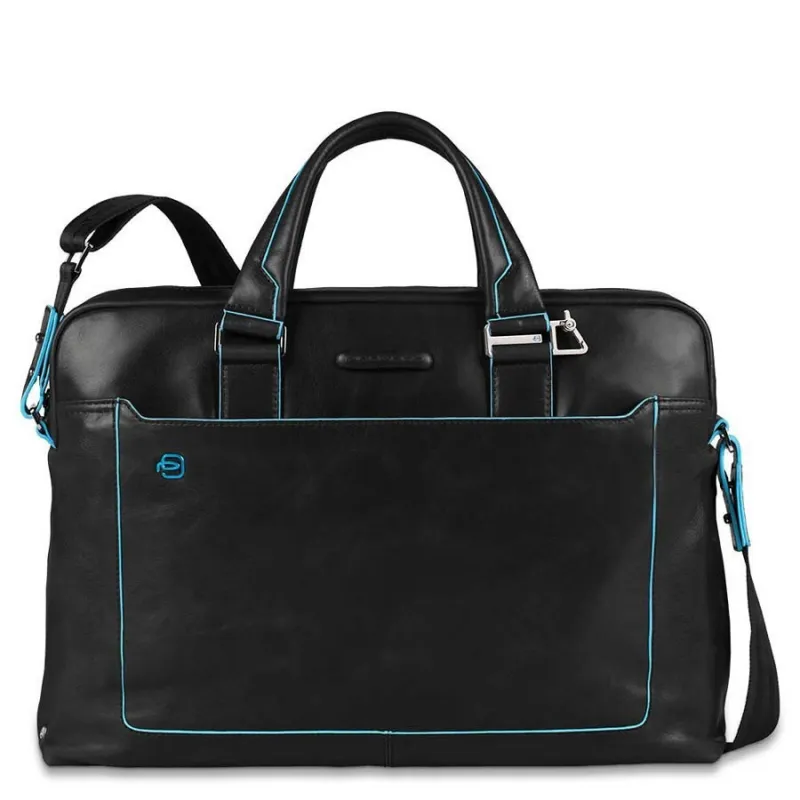 Two-handles briefcase with shoulder strap Blue Square