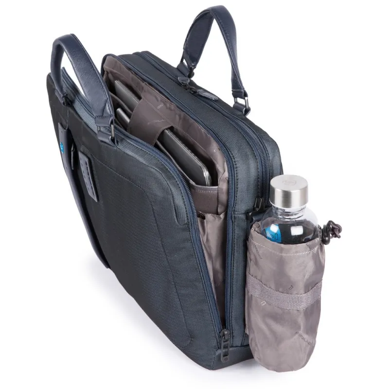 Computer portfolio briefcase with pocket for bottle P16 blue 2
