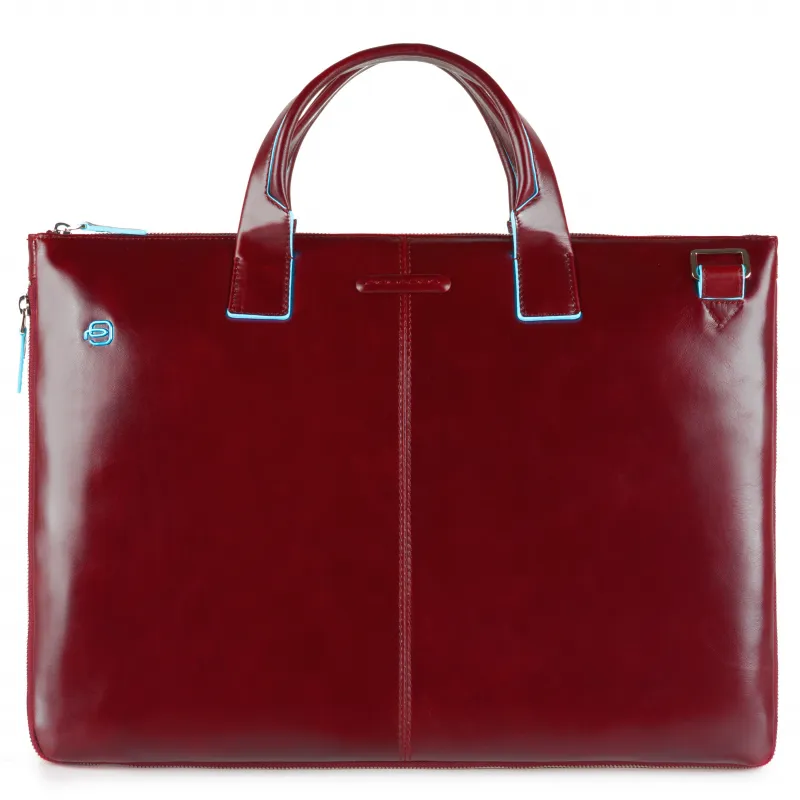 Briefcase with two handles Blue Square
