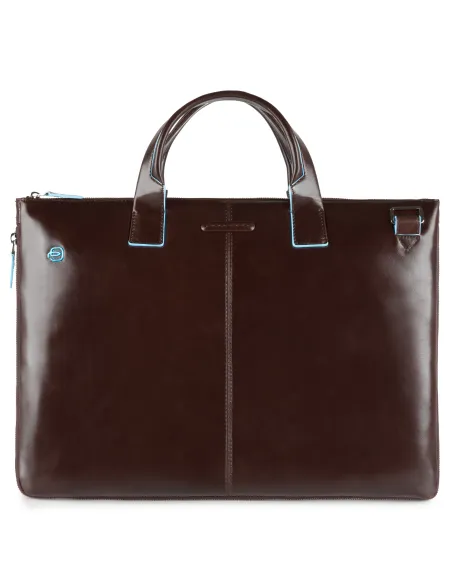 Slim Briefcase with two handles Blue Square