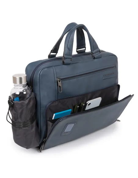 Zweihand Aktentasche aus Leder Akron Blau