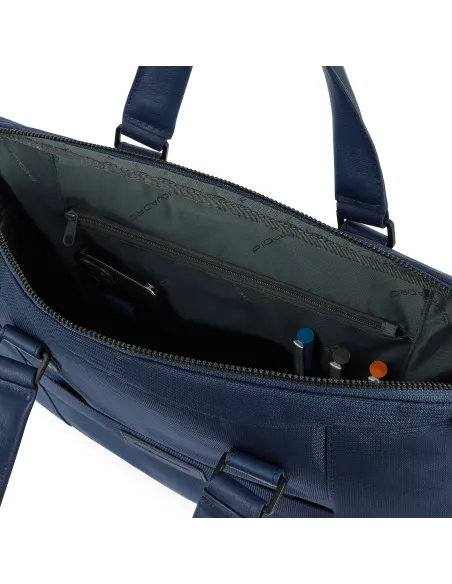 Computer briefcase in recycled fabric and leather CA5749S117