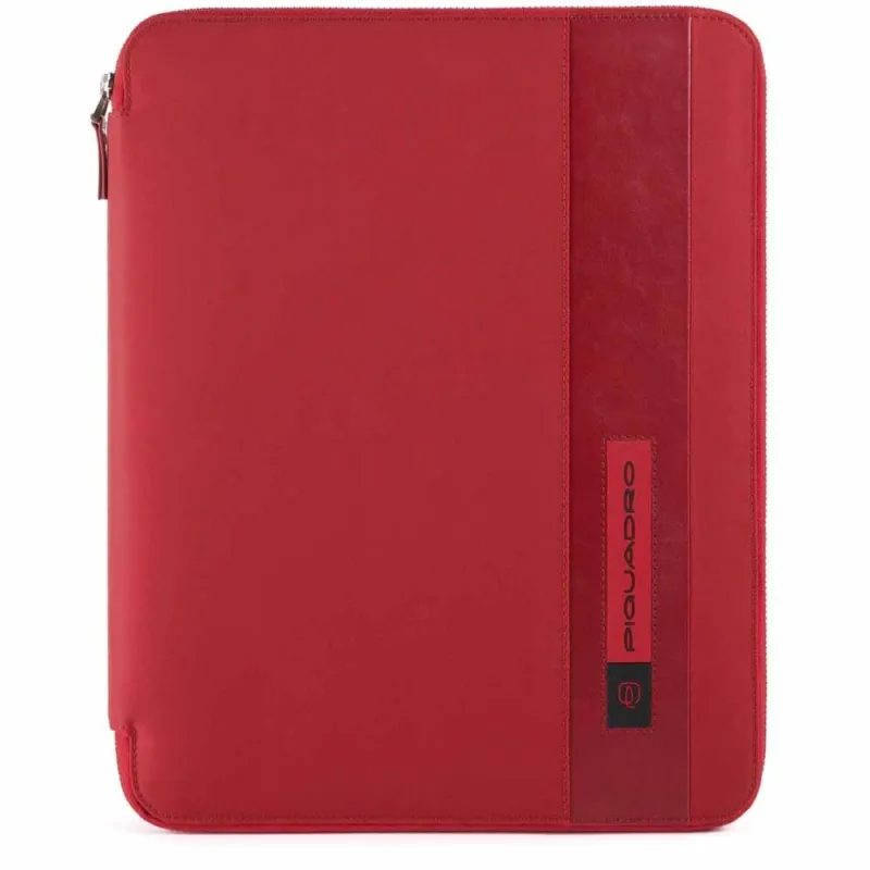 Piquadro Zip-around A4 notepad holder with pen loop Red