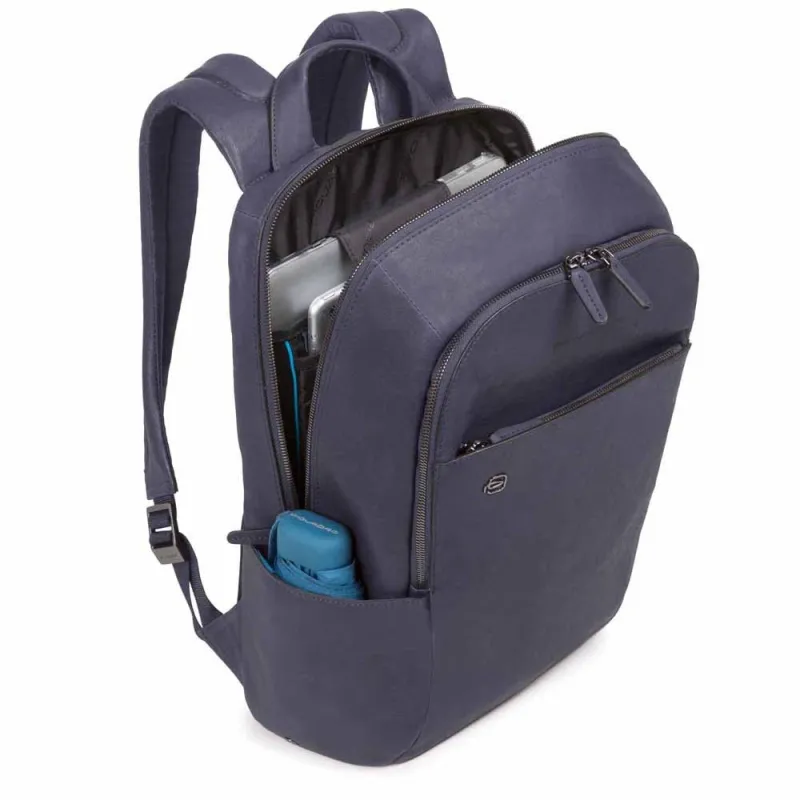 Piquadro B3 Leather PC Backpack Blue 2