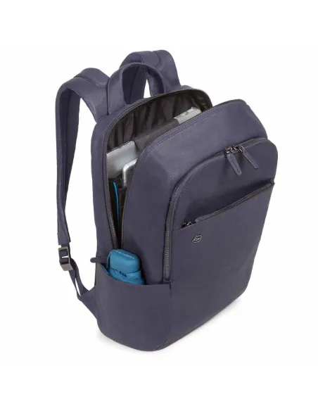 Piquadro B3 PC-Rucksack aus Leder Blau