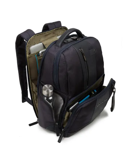 Piquadro Brief Fast-Check Laptop-Rucksack mit Anti-Diebstahl-Kabel