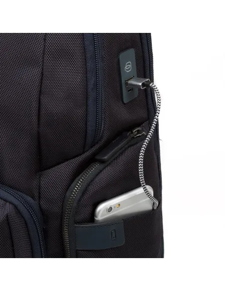 Laptop backpack with anti-theft cable, USB and micro-USB enclosure Brief