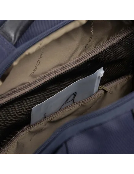 Großer Rucksack aus regeneriertem Stoff und Leder blau