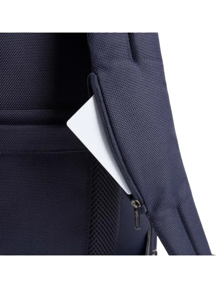 Großer Rucksack aus regeneriertem Stoff und Leder blau