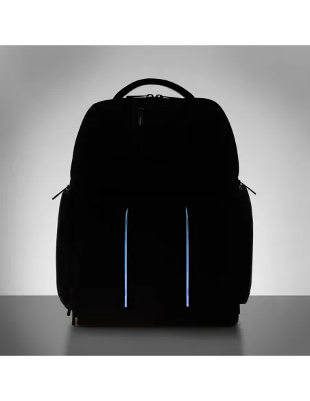 Großer Rucksack aus regeneriertem Stoff und Leder mit LED-Licht CA4532BR2L