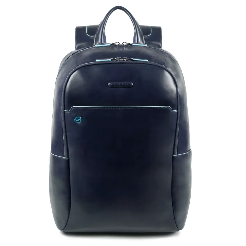 Piquadro Blue Square Leather Backpack