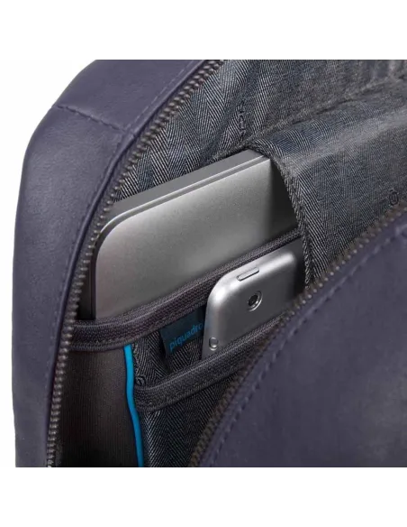 Piquadro Black Square Lederrucksack blau