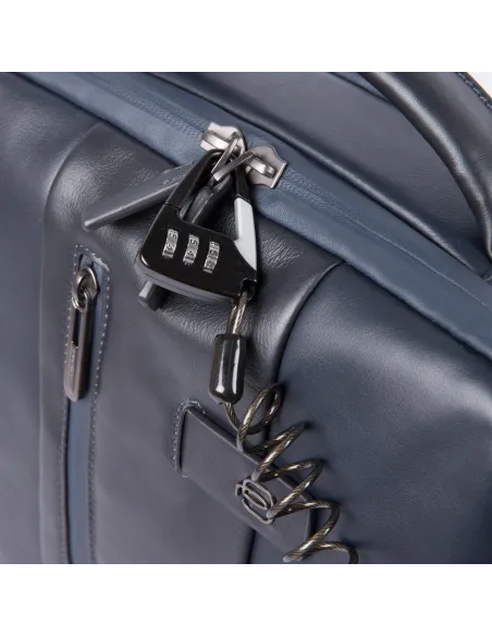 Piquadro PC and iPad® backpack with anti-theft cable blue