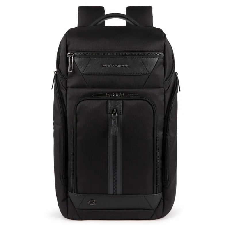 Zaino in tessuto e pelle Piquadro Trakai nero
