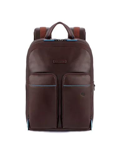 Flacher Rucksack aus Leder Blue...