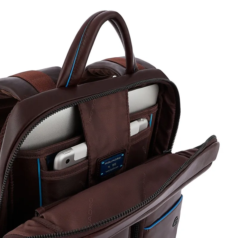 Leather flat backpack Blue Square Revamp, dark brown 2