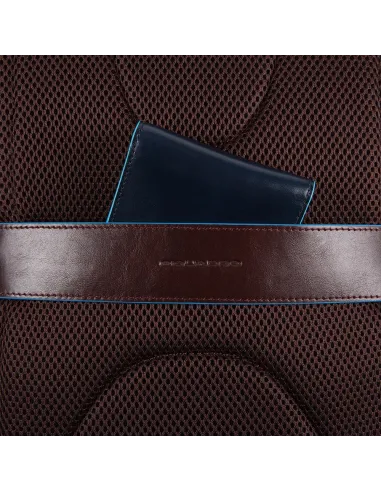 Leather flat backpack Blue Square...