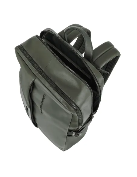 Piquadro Quentin Leather Backpack with anti-theft cable