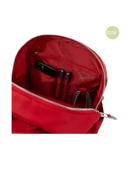 Regenerated fabric and leather backpack with PC compartment Black