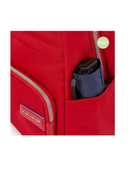 Regenerated fabric and leather backpack with PC compartment Black