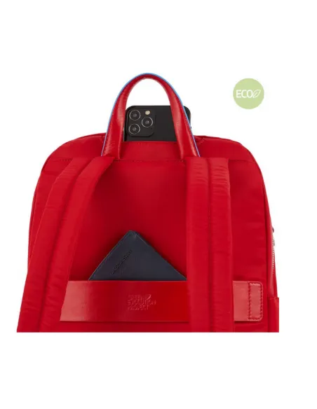 Regenerated fabric and leather backpack with PC compartment Black