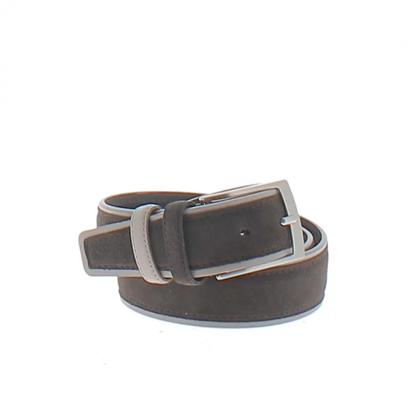 Men's leather and suede belt, brown-dove grey
