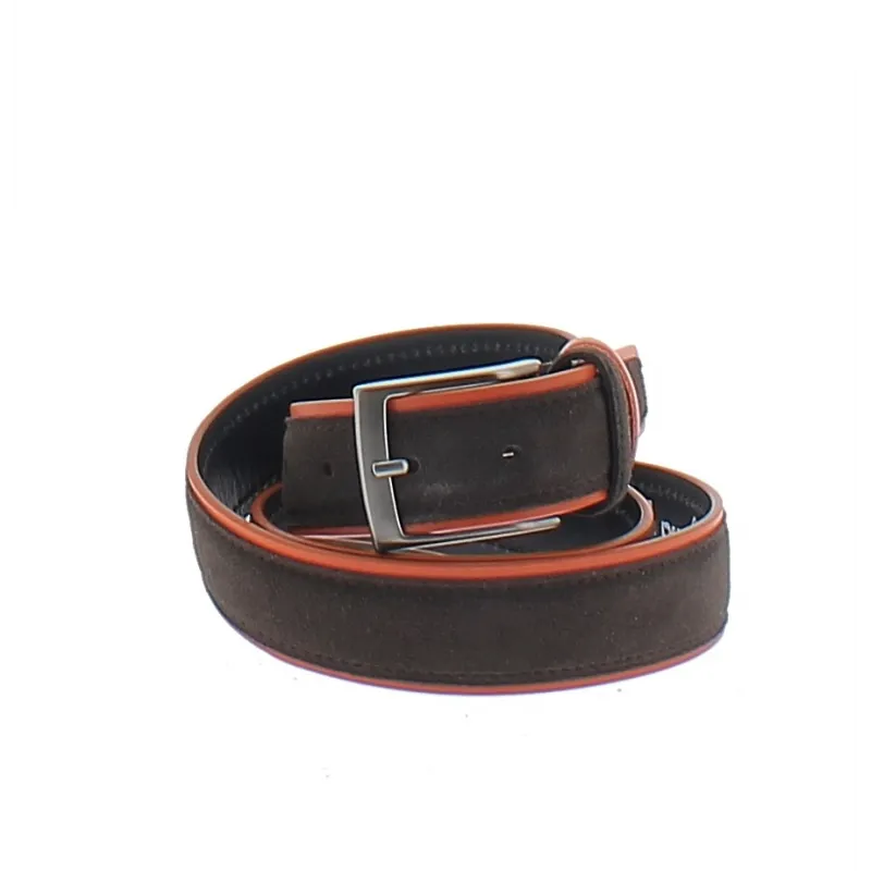 Cintura in pelle e camoscio marrone/arancio