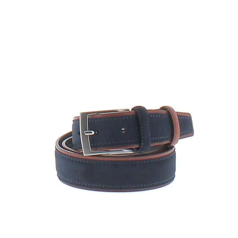 Blau/brauner Gürtel aus Leder und Wildleder