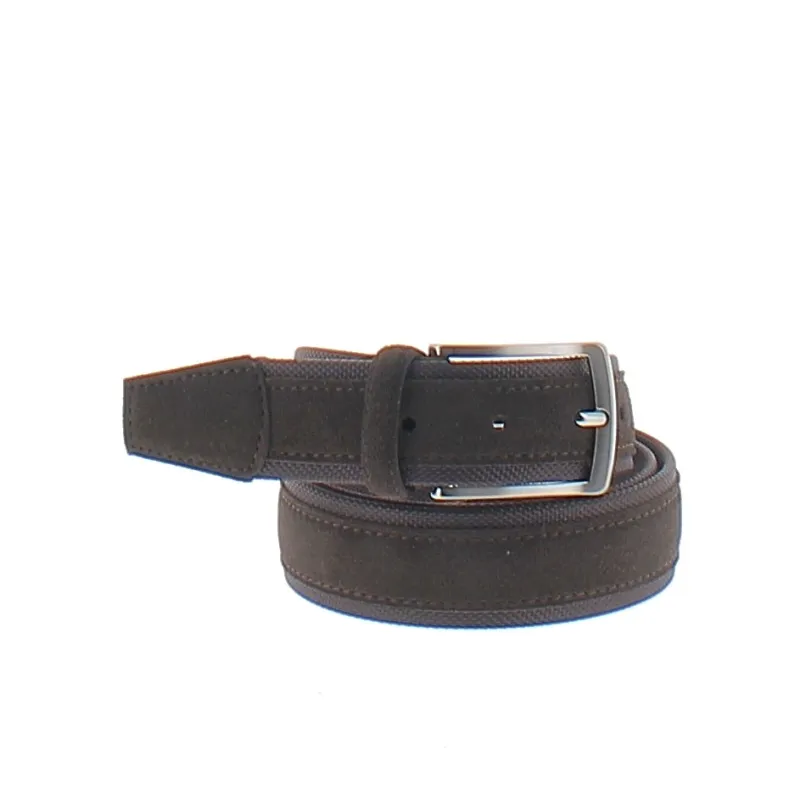 Men's belt in fabric and suede brown