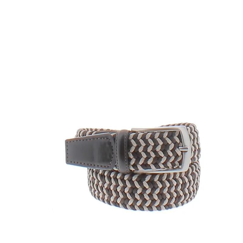 Men's belt made of elastic cord Beige/Brown