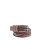 Men's woven elastic leather belt brown