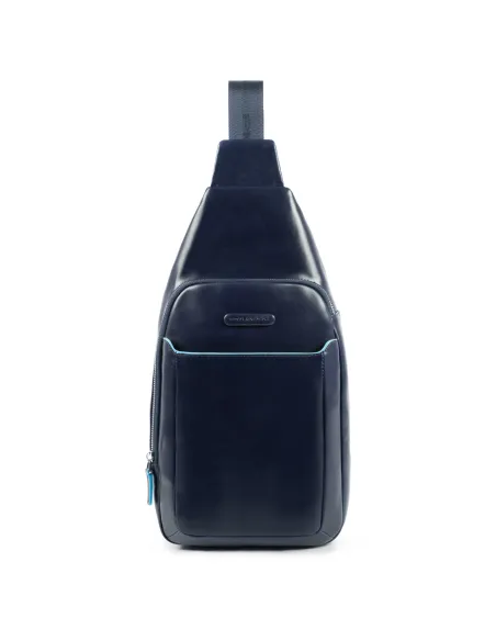 Leather Mono sling Bag Blue Square