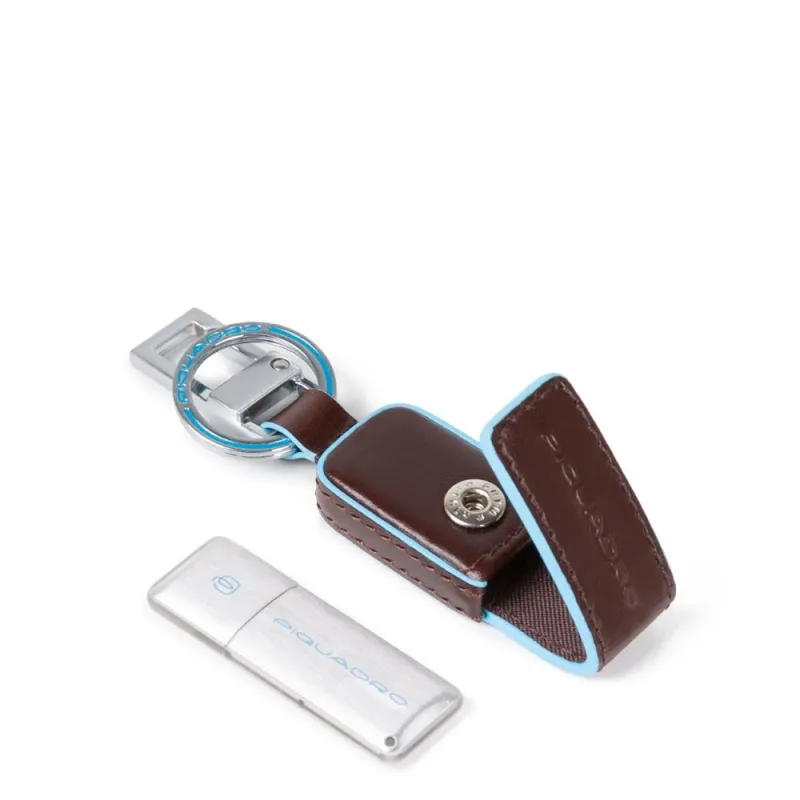 Leder-Schlüsselanhänger mit 64 GB USB-Schlüssel Blue Square 2