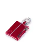 Piquadro Blue Square Leather Keychain with connequ