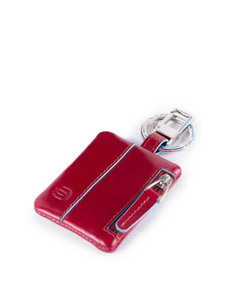 Piquadro Blue Square Leather Keychain with connequ