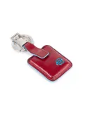 Leather key ring with snap hook and Connequ Blue Square