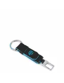 Piquadro Blue Square keychain with ring and carabiner
