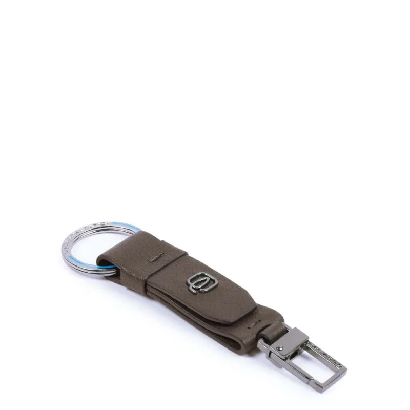 Keychain with carabiner Black Square Dark Brown