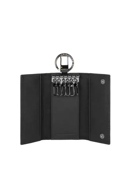 Portachiavi in pelle con 6 ganci Black Square