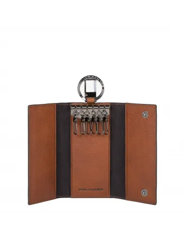 Leather key ring with 6 hooks and...