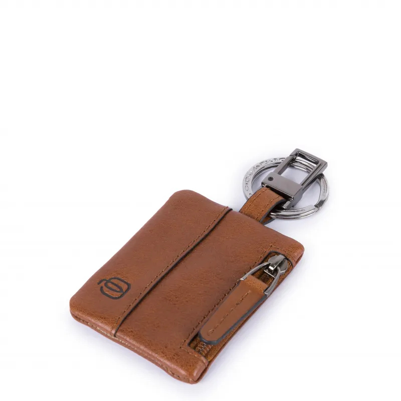 Leather keychain with connequ B3 brown