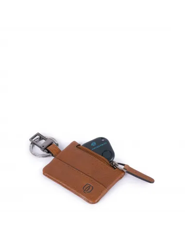 Leather keychain with connequ B3 brown