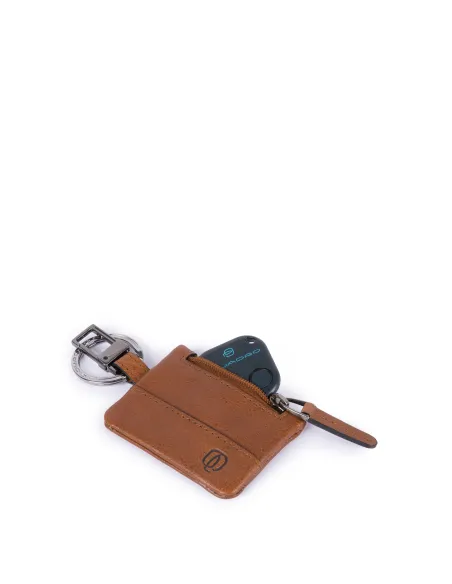 Leather keychain with connequ B3 brown