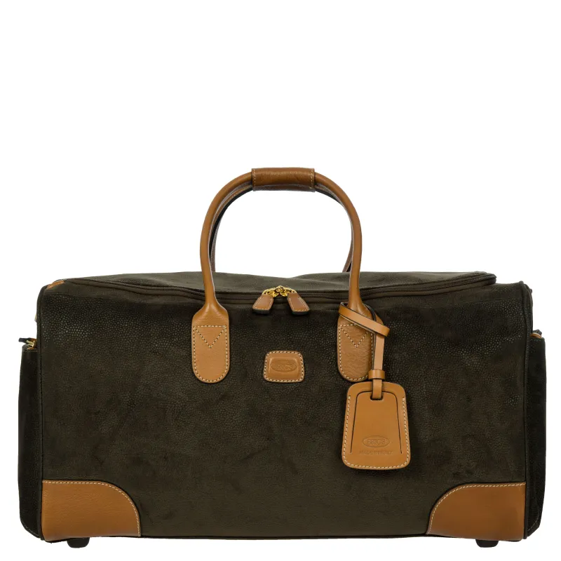 Brics Life fabric and leather duffle bag