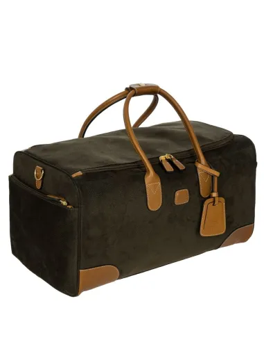 Brics Life fabric and leather duffle bag