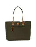 Fabric and leather shopping bag with laptop holder X-Collection