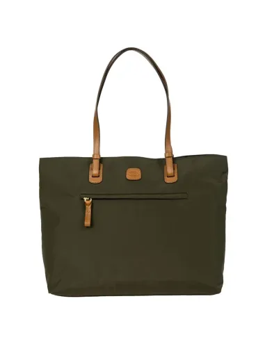 Fabric and leather shopping bag with...