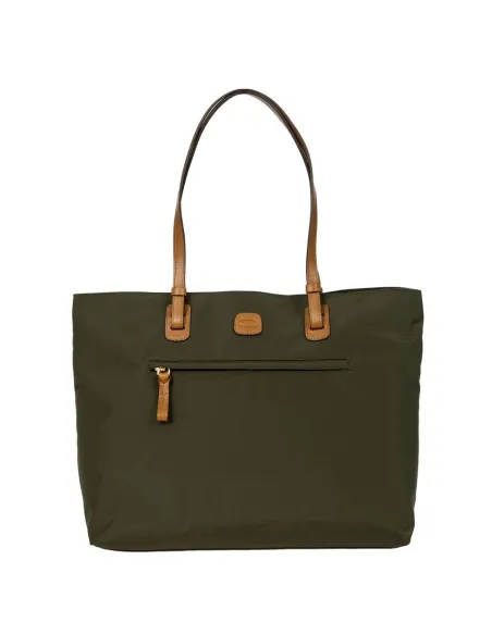 Fabric and leather shopping bag with laptop holder X-Collection